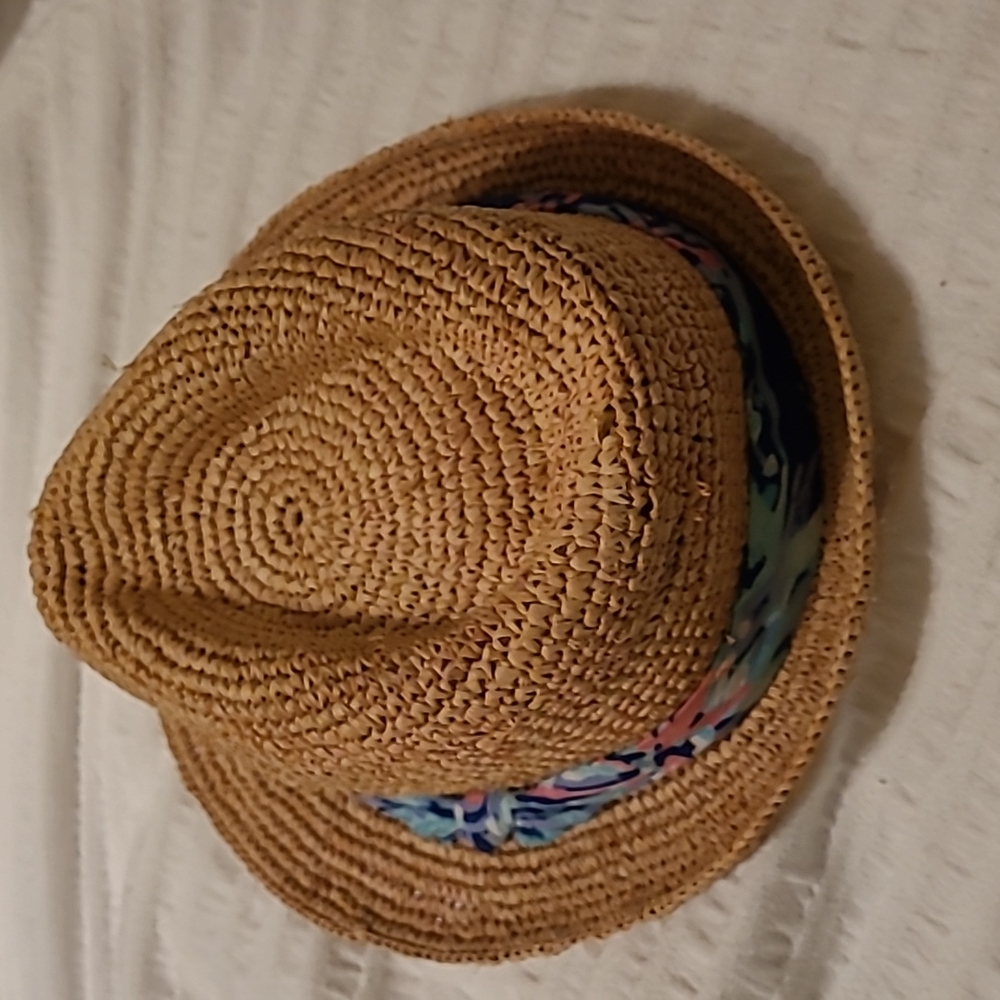 Lilly Pulitzer Poolside Natural Raffia Straw Fedora Hat